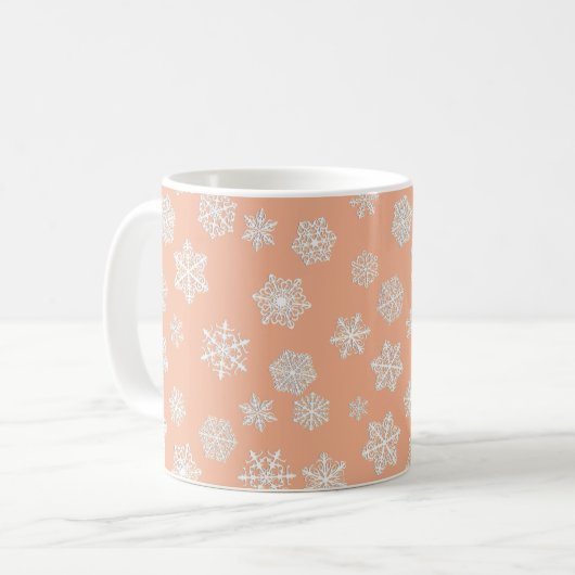 Mug Flammes de neige 3D blanches sur un Arrière - plan (Devant gauche)