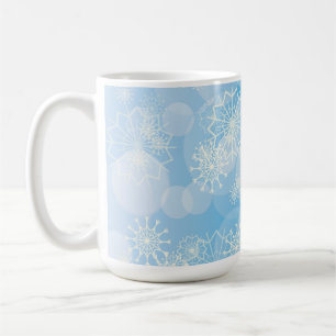 Mug Flammes de neige de Noël sur un arrière - plan ble
