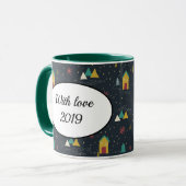 Mug Flammes de neige de nuit d'hiver atterrissant sur  (Devant gauche)