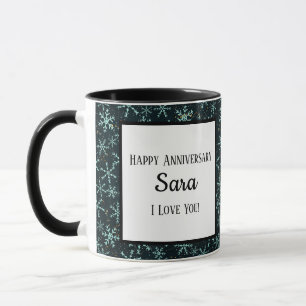 Mug Flammes de neige mousseuses Bleu blanc dans le cie