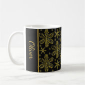Mug Flammes de neige noires et d'or Musique de Noël av (Gauche)