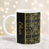 Mug Flammes de neige noires et d'or Musique de Noël av