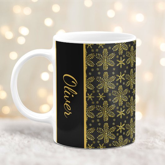 Mug Flammes de neige noires et d'or Musique de Noël av