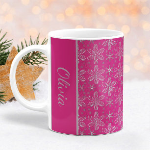 Mug Flammes de neige roses et argentées Musique de Noë