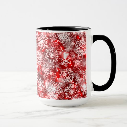 Mug Flammes de neige sur rouge (Droite)