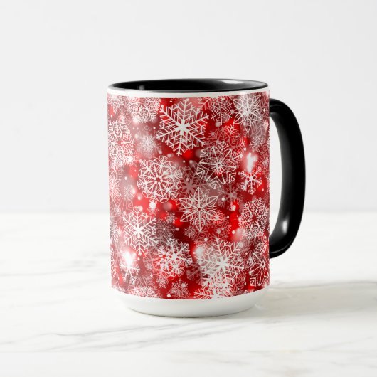 Mug Flammes de neige sur rouge (Devant droit)