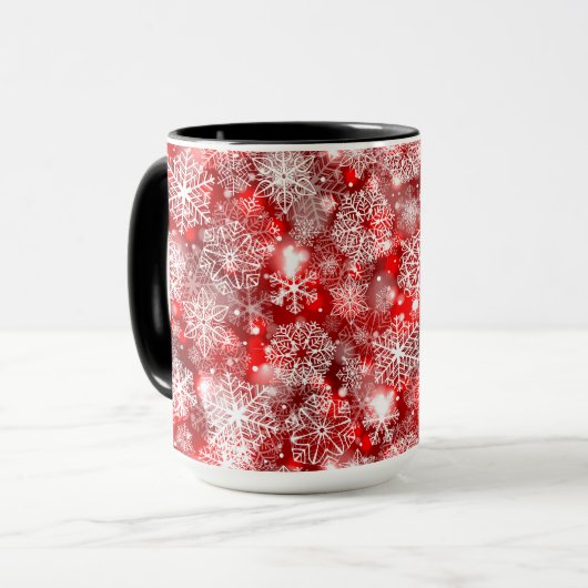 Mug Flammes de neige sur rouge (Devant gauche)