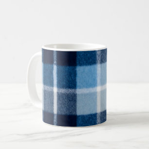 Mug Flanelle à Carreaux Bleu Blanc Confortable