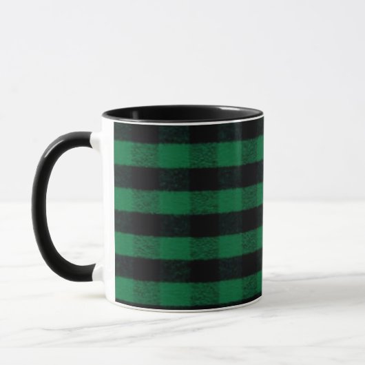 Mug Flannel Buffalo Plaid Texture de bûcheron vert (Gauche)