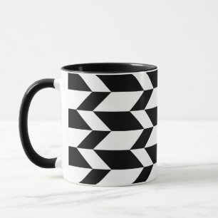 Mug Flèche Chevron Gras Deux Tons Bleu Noir & Blanc