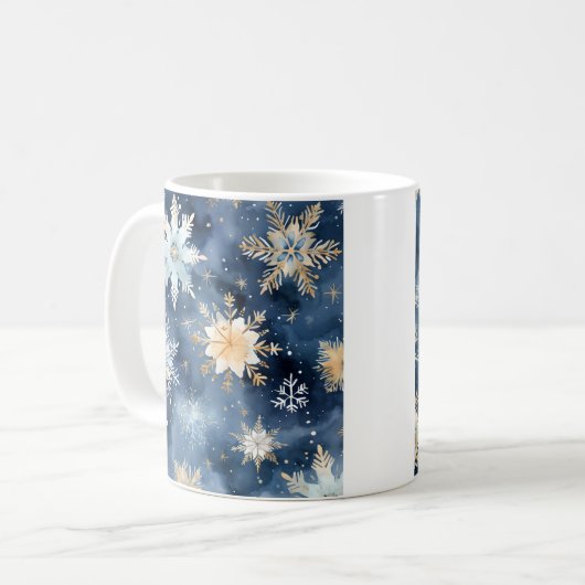 Mug Flèche de neige bleu et or (Devant gauche)