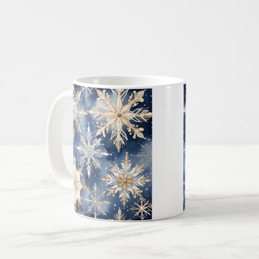 Mug Flèche de neige bleu et or (Devant gauche)