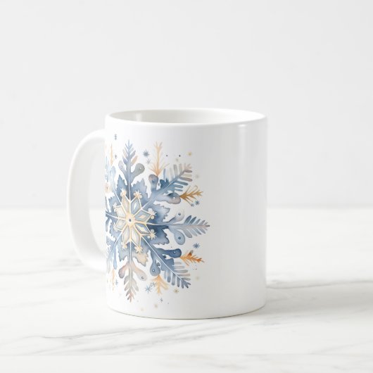 Mug Flèche de neige bleu et or (Devant gauche)