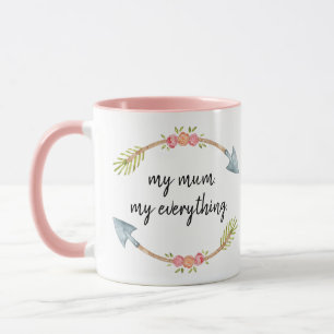 Mug Flèche florale aquarelle rose 