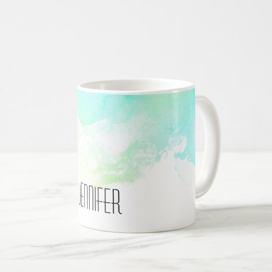 Mug Flèches Abstraites vert et bleu (Devant droit)