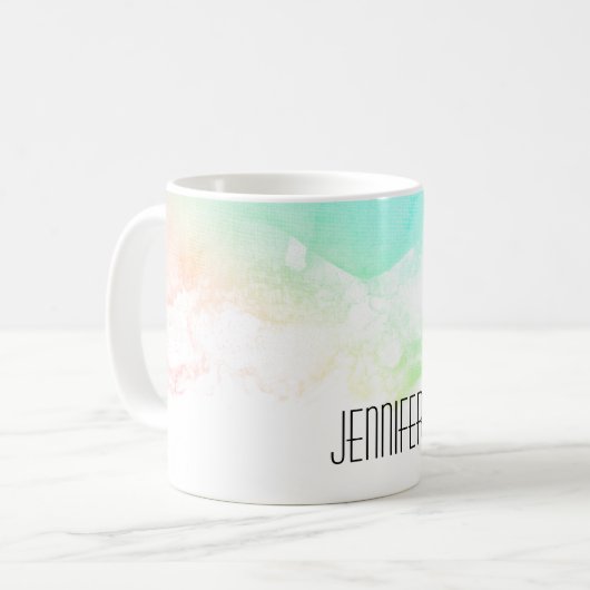 Mug Flèches Abstraites vert et bleu (Devant gauche)