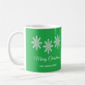 Mug Flèches de neige de Noël blanc Joyeux Noël vert (Gauche)