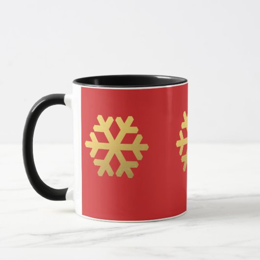 Mug Flèches de neige feuille d'or sur rouge (Gauche)