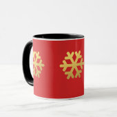 Mug Flèches de neige feuille d'or sur rouge (Devant gauche)
