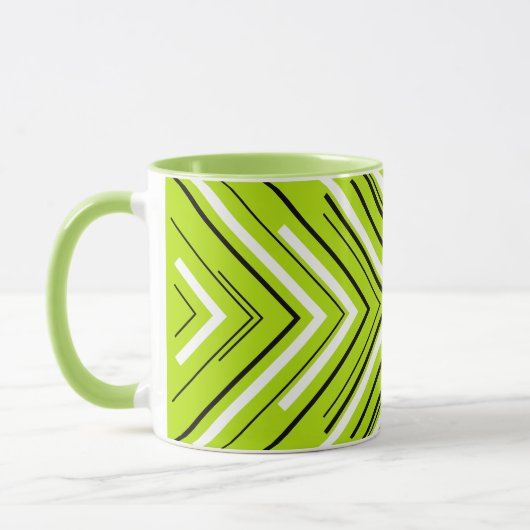 Mug Flèches en vert citron, noir et blanc (Gauche)