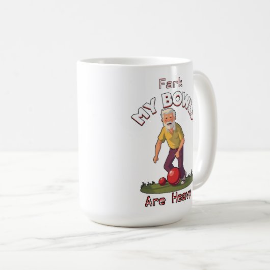 Mug Flèches : Fark, Mes Boules De Pelouse Sont Lourdes (Devant droit)