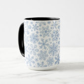 Mug Fléchettes de neige grises sur blanc (Devant gauche)