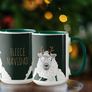 Mug 'Fleece Navidad' Drôle de Mouton de Noël de Dessin