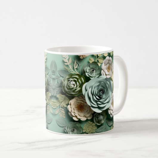 Mug Fleur 3 D Vert (Devant droit)