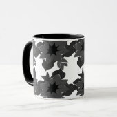 Mug Fleur abstrait gris noir (Devant gauche)