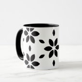 Mug Fleur abstrait noir et blanc moderne (Devant gauche)