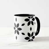 Mug Fleur abstrait noir et blanc moderne (Devant droit)