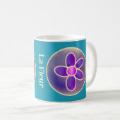 Mug Fleur Abstrait violet Turquoise rose chaud (Devant droit)