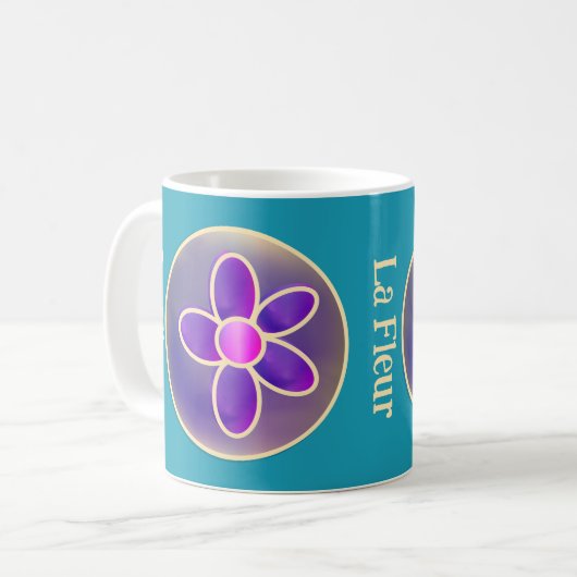 Mug Fleur Abstrait violet Turquoise rose chaud (Devant gauche)