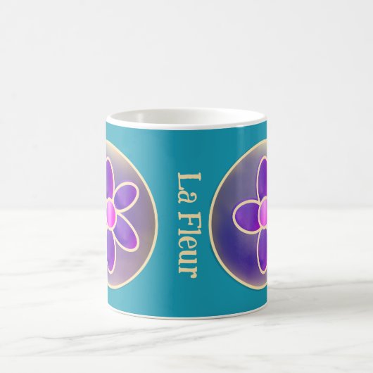 Mug Fleur Abstrait violet Turquoise rose chaud (Centre)