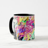 Mug Fleur Abstraite et animal motif rose noir blanc (Devant gauche)