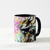 Mug Fleur Abstraite et animal motif rose noir blanc (Devant droit)