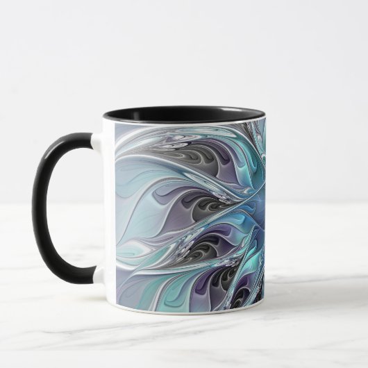 Mug Fleur Abstraite Fractale Moderne Avec Bleu (Gauche)