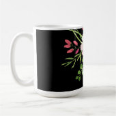 Mug Fleur aquarelle, nom et monogramme sur fond noir (Gauche)