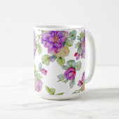 Mug Fleur aquarelle violet rose élégant (Devant droit)