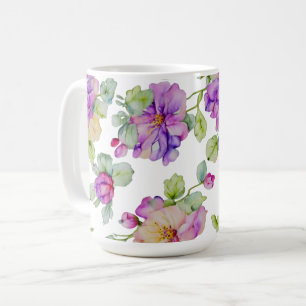 Mug Fleur aquarelle violet rose élégant