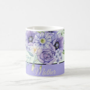 Mug Fleur aquarelle violette personnalisable 