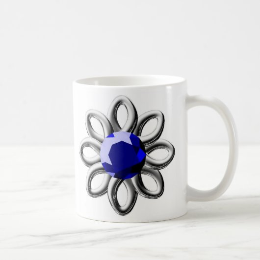 Mug Fleur argentée en pierre bleue (Droite)