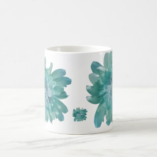 Mug Fleur artistique sarcelle en céramique florale hau