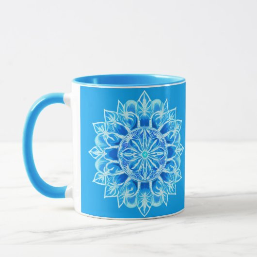 Mug Fleur Batik Mandala en Turquoise (Gauche)
