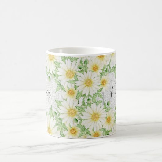Mug Fleur blanc marguerite Nom aquarelle (Centre)