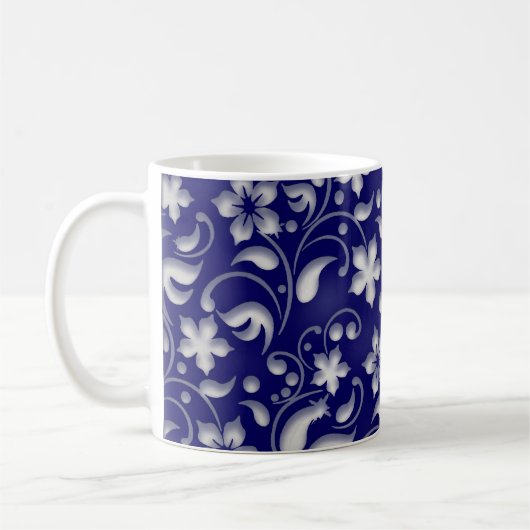 Mug Fleur blanche avec arrière - plan bleu (Gauche)