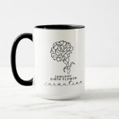 Mug Fleur blanche noire Janvier Anniversaire Cadeau Mo (Gauche)