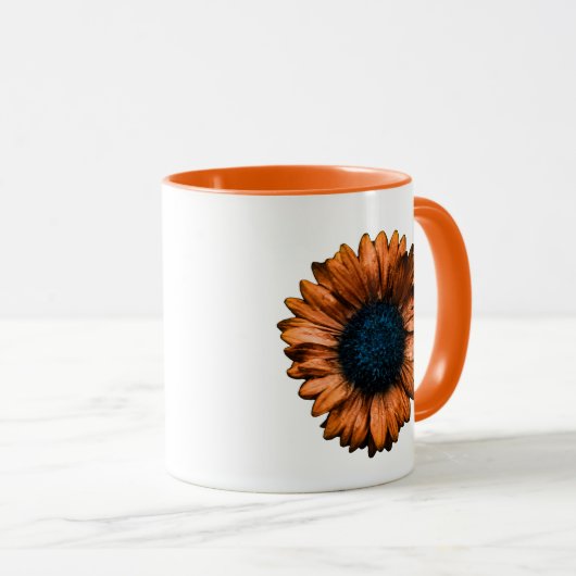 Mug Fleur Blanche Orange (Devant droit)