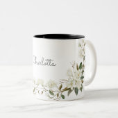 Mug Fleur Blanche Personnalisé, Nom Personnalisé É (Devant droit)