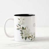 Mug Fleur Blanche Personnalisé, Nom Personnalisé É (Gauche)